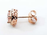 Morganite & Diamond Halo Stud Earrings In 14k Rose Gold 1.7 Grams Fw0326lordu