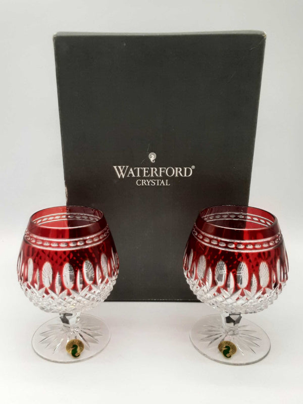 Waterford Crystal Claredon Ruby Red Cased Brandy Glass 2 Set Do1024iwde