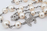 Chanel Faux Pearl Cc Logo Crystal Embellished Long Necklace 42 Inch Eb0526ixzsa