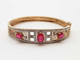 Synthetic Rubies 10k Yellow Gold 23.0g Bangle Bracelet 6.5 In Do0325sxzde