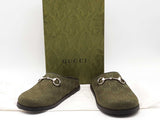 Gucci Canvas Monogram Granada Kid Womens Horsebit Green Size 38 Aa0926lrzsa