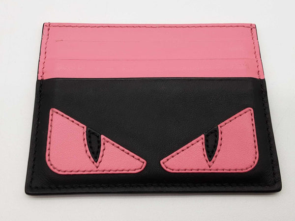 Fendi Monstro Black Pink Leather Card Holder Do1025rxde