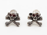 King Baby 0.925 Sterling Silver Skull Crossbones Garnet Cuff Links Do0526cxde
