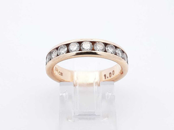 1.0 Ctw Channel-set Diamond & 14k Yellow Gold Ring 5.5 Grams Size 7 Fw0925orzdu