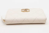 Chanel White Caviar Quilted Zip Aound Coin Wallet Eb1125rxzde