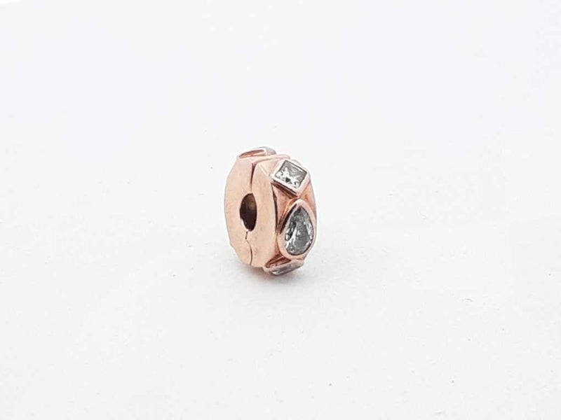 Pandora Cubic Zirconia Rose Gold Plated Geometric Shapes Clip Charm 2.5 Grams Fw0425lxdu