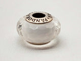 Pandora White Murano Crystal 0.925 Sterling Silver 2.7g Charm Do1124rde