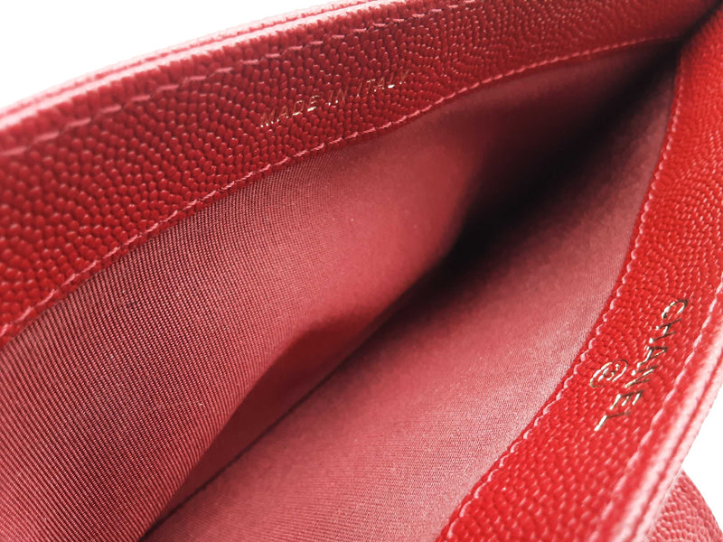 Chanel Red Quilted Cavier Leather Wallet Do0325erxde