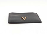 Versace Virtus Black Grained Leather Card Holder Wallet Fw0525izdu