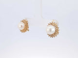 0.40 Cttw Diamond, Pearl, & 14k Yellow Gold Halo Earrings 5.7 Grams Fw0925owzdu