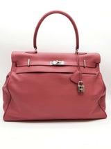 Hermes Kelly 50 Rose Pink Swift Leather Palladium Duffle Bag Do0623lxcrxde