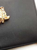 Versace La Medusa Black Leather Wristlet Clutch Eb0826cxzde