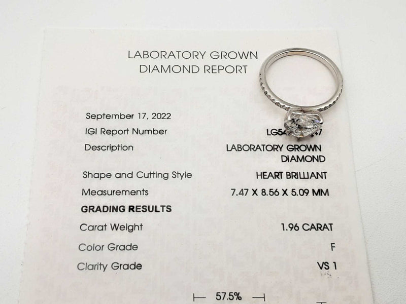 1.96 Ct Lab Grown Heart Cut Diamond 14k Wg 6.3g 2 Set Ring Size 6.5 Do0225lcxzde