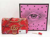 Gucci Marmont Medium Shoulder Bag In Red Silk Jacquard Fw0826crzdu