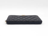Chanel Boy Zip-around Long Wallet In Black Caviar Leather Fw0126wrzdu