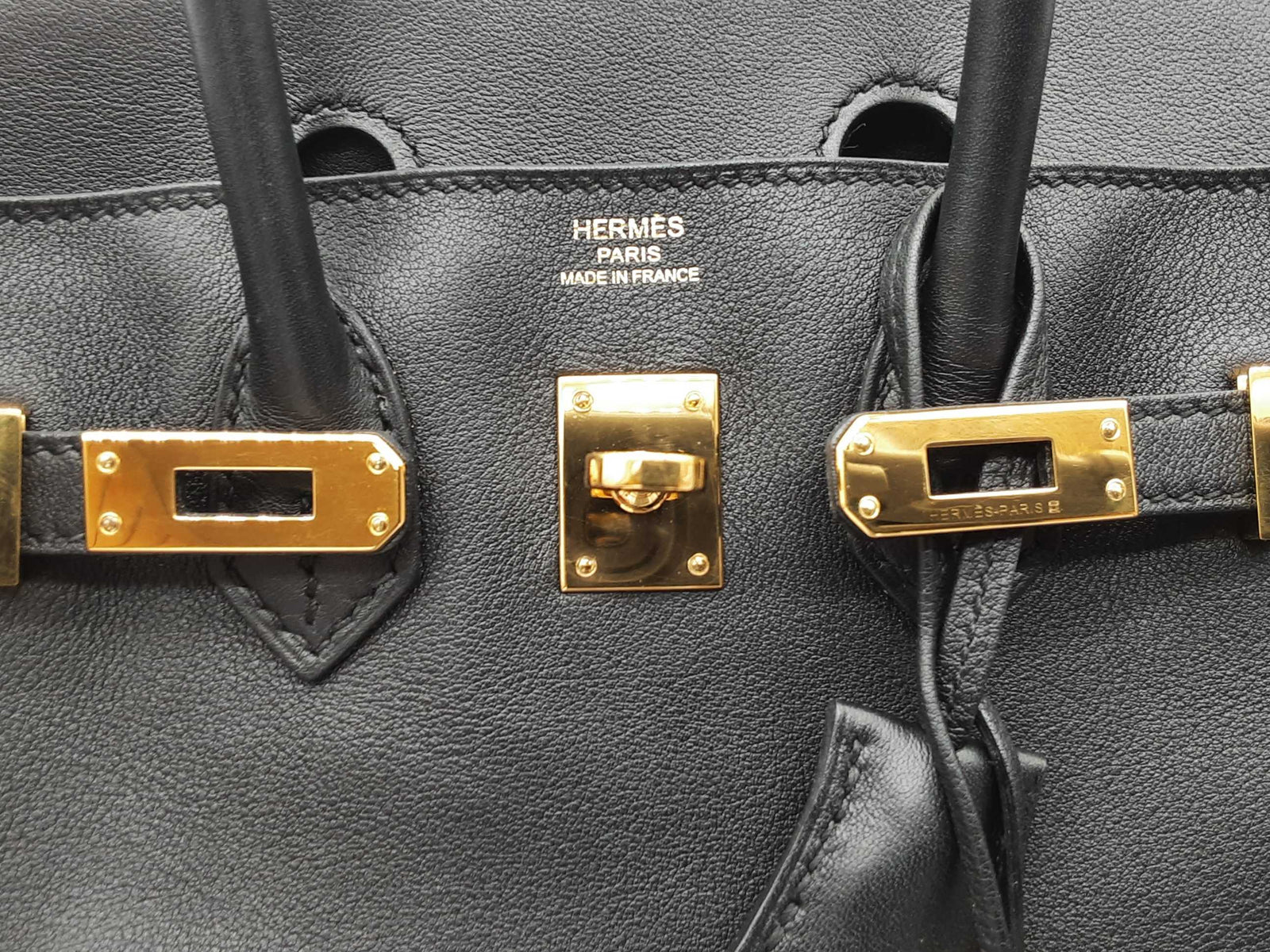 Hermes Birkin 25 Noir Black Swift Gold Hardware Handbag