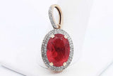 Red Gemstone & Diamond Pendant In 10k Yellow Gold 4 Grams Eb1024crsa