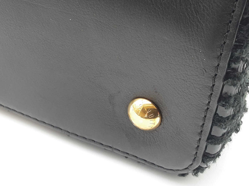 Louis Vuitton Capucine Black Tweed Patent Leather Handbag Do0625ooxzde