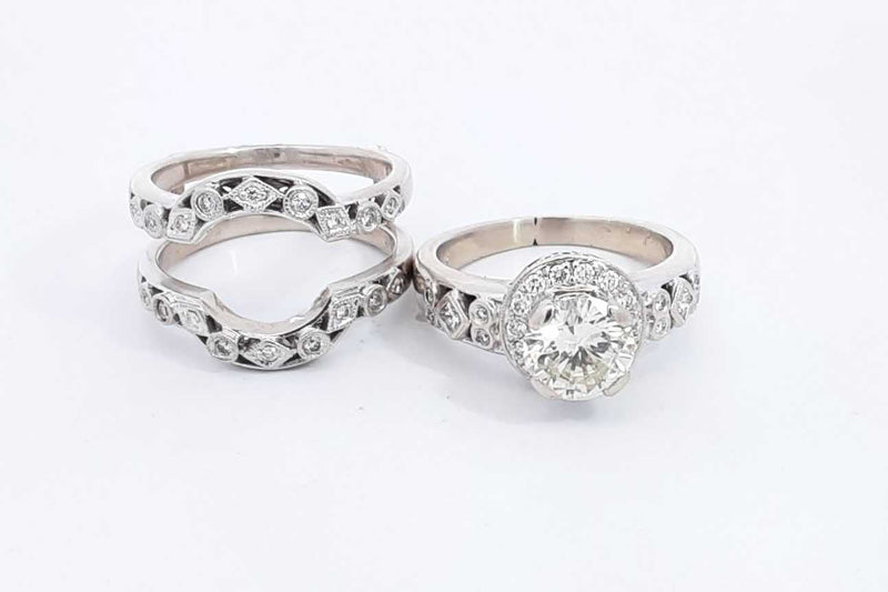 1.76ctw Diamond Wedding Set In 14k White Gold 14.6 Grams Size 8.5 Eb0225orxzsa