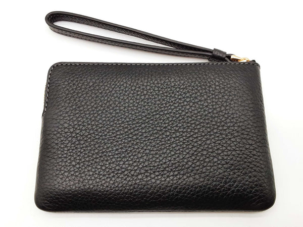Coach Black Pebbled Leather Zipper Wristlet Do0325lrde