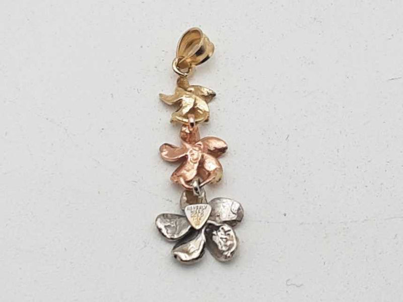 14k Tricolor Gold 1.5 Grams Flower Pendant Aa0825rzsa