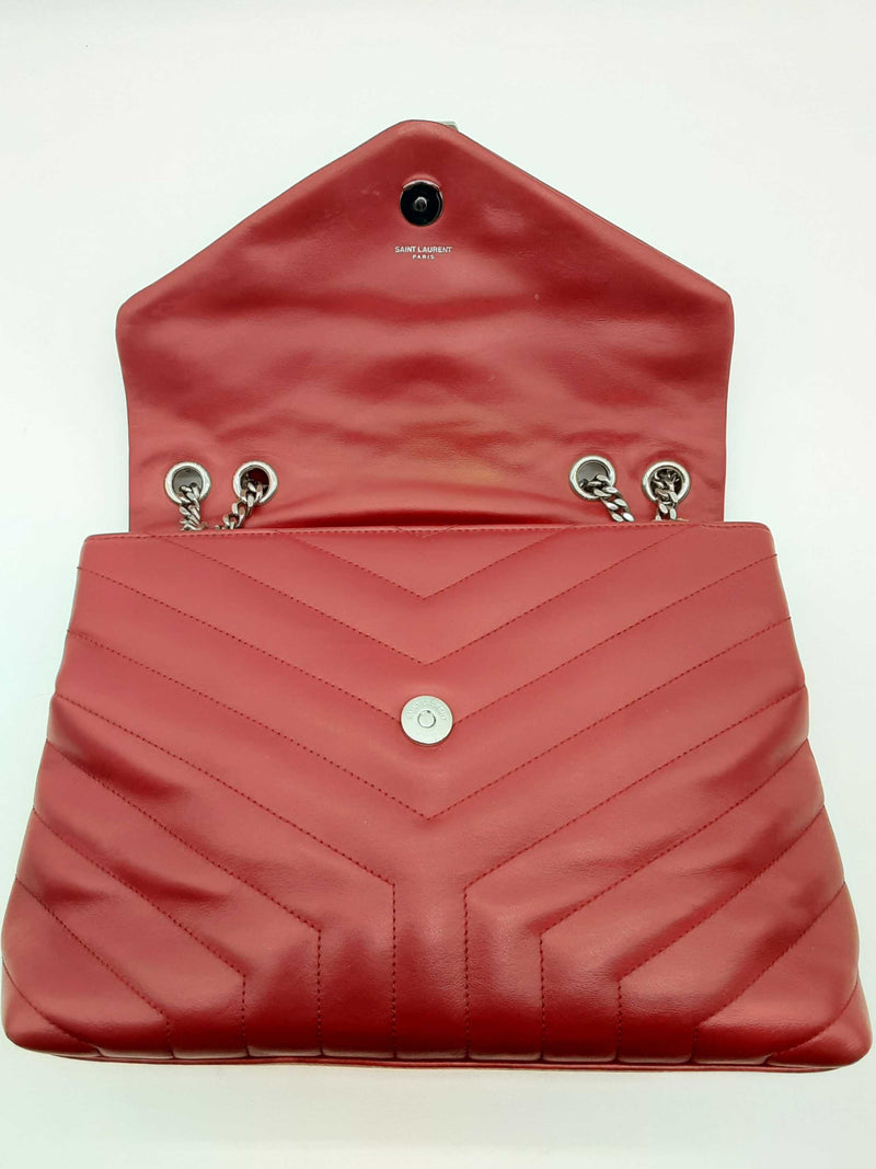 Yves Saint Laurent Loulou Matelasse Chevron Red Leather Shoulder Bag Do0324exzde