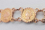 18k Yellow Gold Coin Style Link Bracelet 7.2 Grams 7 Inch Eb0426rrxsa