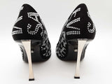 Versace Black Satin Rhinestone Logo Heels Size It 40 Do0125lxzde