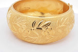 23k Yellow Gold Floral Etched Hinged Bangle Bracelet 75.9 Grams Eb0526cexzsa