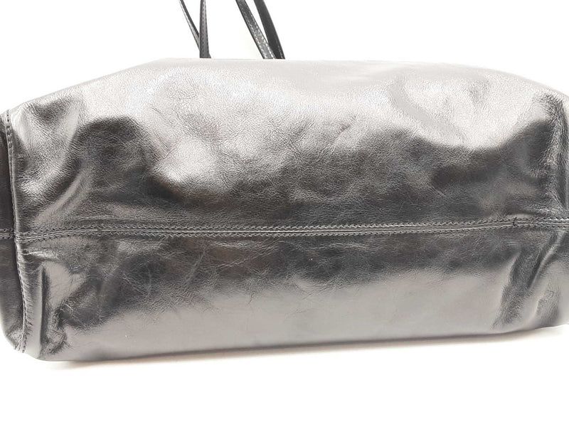 Balmain Track Shiny Leather Black Tote Bag Sd0725rzxsa