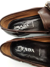Prada Brown Leather Loafers Size 10 Eb0126lorde