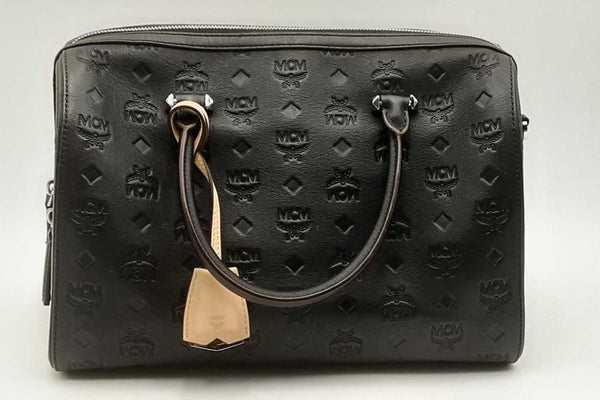 Mcm Ottomar Monogram Black Leather Boston Bag Eb0225lrxsa