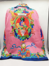 Versace Pink Blue Greek Painting Cotton Overshirt Jacket Size 54 Do0626rrxde