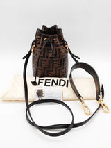 Fendi Embossed Ff Monogram Mini Mon Tressor Crossbody Bucket Bag Eb1125cxzde
