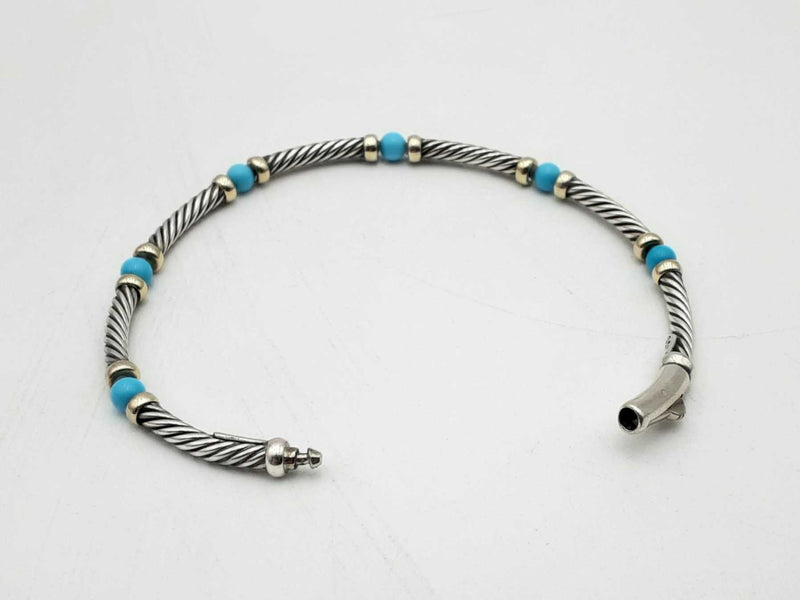 David Yurman Sterling Silver & Gold 6 Inch Bracelet Sd0325ozxsa