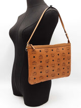 Mcm Liz Shopper Tote Pouch In Cognac Visetos Coated Canvas Fw0426lrzdu
