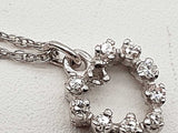 Natural Diamonds 14k White Gold 1.7g Small Heart Necklace 16 In Do0626srde