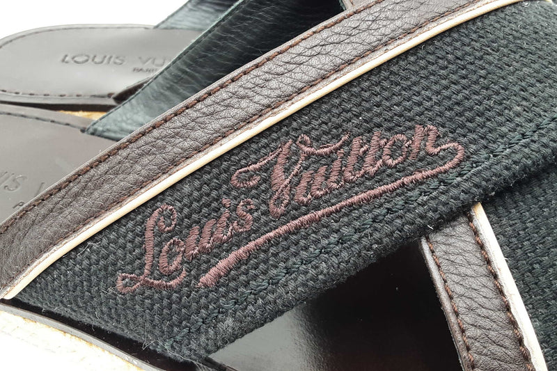 Louis Vuitton Canvas & Leather Espadrilles Slide Sandals Size 7 Men's Fw0725crdu