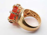 2.15 Cttw Diamond & 10k Gold & Cabochon Crown Ring 21.1 Gram Sz 11 Fw1025llirdu