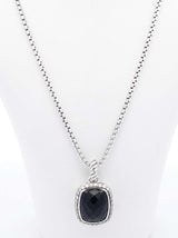 David Yurman Sterling Silver Onyx & Diamond Albion Necklace 17 Inch Fw0525lxzdu