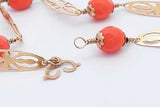 14k Yellow Gold & Orange Bead Bracelet 5.4 Grams 8 Inch Eb1024lrxsa