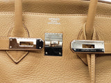 Hermes Birkin 35 Tabac Camel Beige Clemence Palladium Handbag Do0925lxzxzde