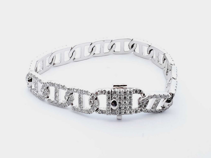 18k White Gold 36.7g 7cttw 7.25 Inch Diamond Link Bracelet Do0123iixzde