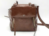 Tory Burch Glossy Brown Crinkled Patent Leather Handle Satche Aa1026rzsa