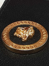 Versace La Medusa Flap Wallet In Black Grained Leather Fw0226lrzdu