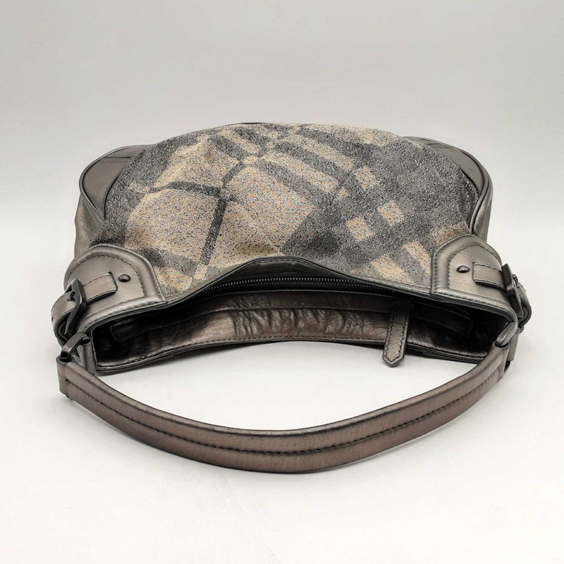 Burberry Shimmer Check Fairby Hobo Pewter Hs0224lorsa