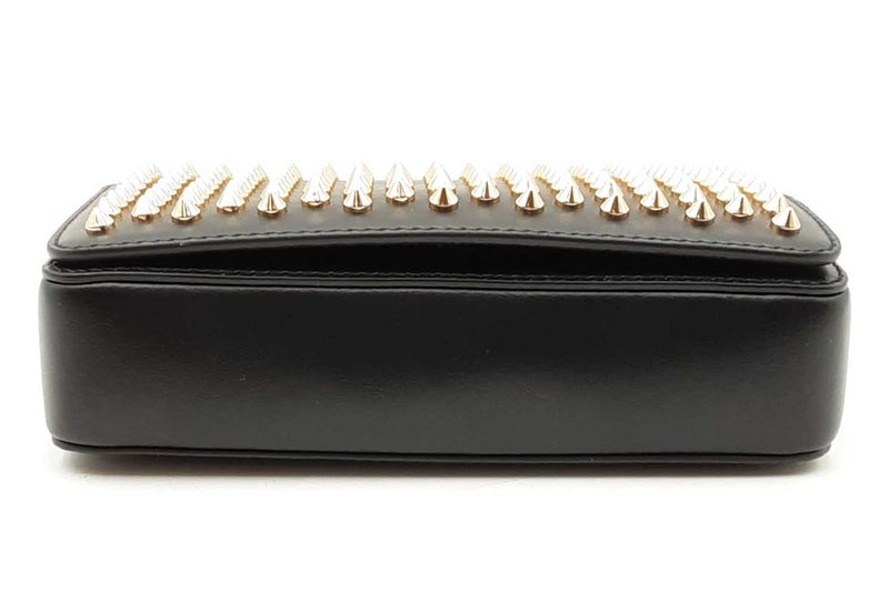 Christian Louboutin Black Leather Spiked Zoompouch Crossbody Eb1125wordu
