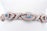 Diamond & Blue Gemstone Bracelet In 14k Rose Gold 81 Grams 7 Inch Eb1024exxzsa