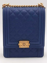 Chanel North South Boy Flap Bag Blue Handbag Aa0326lzxzsa