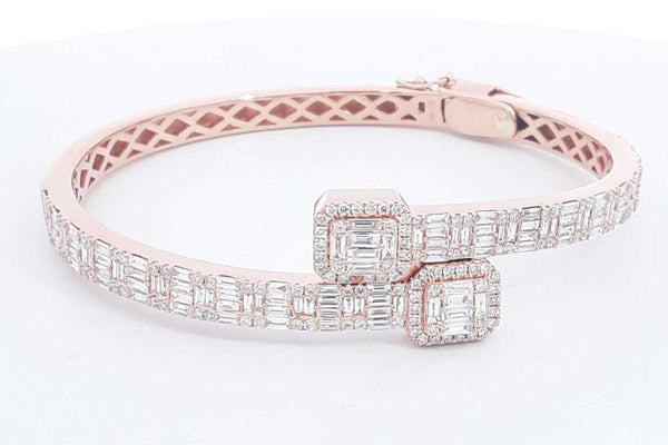 4.1ctw Diamond Hinged Bangle Bracelet In 14k Rose Gold 28.2 Grams Eb0425lexzsa